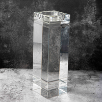 Porte-bougie monolithique en cristal K9 texturé, massif, à rainures verticales, pour la décoration du hall d'un grand hôtel
