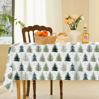 Nappe de table pour fête de Noël Huancai, motif sapin, imperméable, en plastique, jetable, pour fournitures de fête de Noël