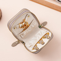 Étui de voyage de luxe en cuir véritable pour bijoux, organiseur à double fermeture éclair, sac de rangement pour bagues, bracelets, colliers et pendentifs
