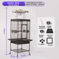 Vente en gros de cages à oiseaux en acier noir, en métal, en fer, pour canaris, oiseaux de compagnie, grands perroquets, en vente