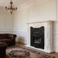 Cheminée électrique blanche moderne sur mesure, style européen français, avec armoire décorative pour salon de villa de luxe, sculpture sur pierre, nouveauté