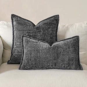 Nouvelle housse de coussin de canapé rectangulaire en chenille, bord pressé, simple et confortable, coussin moderne - Product Image 3