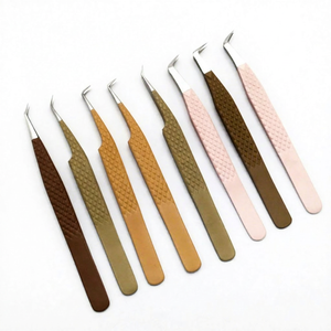 Prix de gros professionnel, extensions de cils en acier inoxydable de haute qualité, couleur chair, pointues, avec revêtement papier et grip diamant - Product Image 1