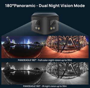 กล้อง 4K 8MP เลนส์คู่ 180 องศา °   กล้องวงจรปิด IP แบบพาโนรามา สมาร์ทไฮบริดไลท์ มองเห็นภาพสีในเวลากลางคืน กล้องวงจรปิดแบบติดตั้งคงที่ชนิดกระสุน - Product Image 4