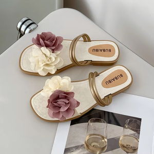 Sandalias de Playa Planas, Casuales, con Flores, Antideslizantes e Impermeables para Vacaciones - Product Image 6