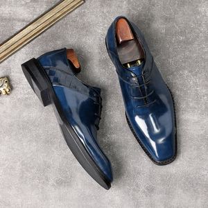 New Genuine Leather Men's square Toe <b>Height</b> <b>Increasing</b> Fashion-colored Patchwork Pattern Leather <b>Shoes</b> with Side Details - Product Image 2