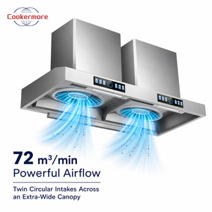 Hotte de cuisine professionnelle 2000 mm double tête 2000W en acier inoxydable avec commande tactile 72m³/min Fabricant OEM ODM - Product Image 2
