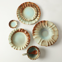 Service de table en céramique bleu bohème, assiettes jetables pour hôtel, bols à soupe de poisson pour restaurant japonais, plats à condiments de style japonais