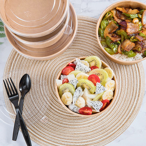 Tazón de papel Kraft impreso con logotipo personalizado al por mayor, laminado para pollo frito, patatas fritas, ensalada, aperitivo, leche en relieve reciclable - Product Image 6