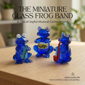 Miniature en verre Aqua Glass Art : Trio musical décoratif d'oiseaux bleus en verre de Murano, artisanal, style Art Déco - Product Image 4