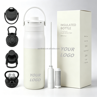 Thermos moderne à double paroi en acier inoxydable de 23/33 oz, anti-fuite, avec poignée, pour boissons chaudes/froides, idéal pour le camping et les activités de plein air - Écologique, sans BPA