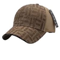 Gorra de béisbol unisex ajustable de 6 paneles con malla de diamantes de imitación, nueva, fresca y versátil para parejas, protección solar para el verano