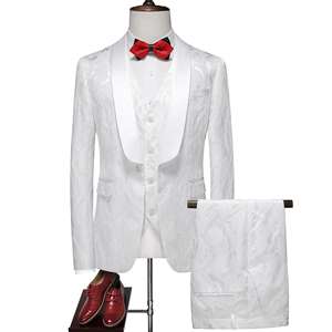 Herren 3 Stück One Button Anzüge Slim Fit Smoking Jacke und Anzug hose Set für Hochzeit Business <span class=keywords><strong>Prom</strong></span> Anzüge - Product Image 3