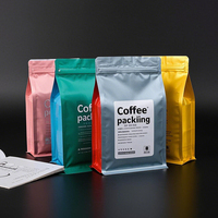 Emballage de grains de café en plastique PE refermable et réutilisable avec logo personnalisé imprimé, fond en aluminium, fermeture à glissière