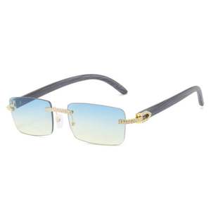 Gafas de Sol Rectangulares con Marco Pequeño, Retro, para Hombre y Mujer, Protección UV400, Montura Cuadrada con Diamantes, Sin Marco, Moda 2022 - Product Image 4