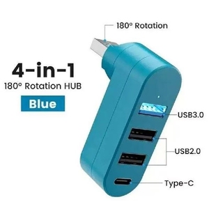 Venta al por mayor <span class=keywords><strong>4</strong></span>-en-1 giratorio <span class=keywords><strong>4</strong></span> puertos USB 3,0 Hub Splitter USB C Puerto de datos de alimentación USB Tipo-c Extensor para MacBook Tamaño pequeño Stock - Product Image 2