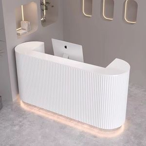 Mostrador de recepción para tienda de ropa, mostrador comercial para salón de belleza, mostrador de bar de lujo, mostrador simple para negocios, moderno, en forma de arco - Product Image 5