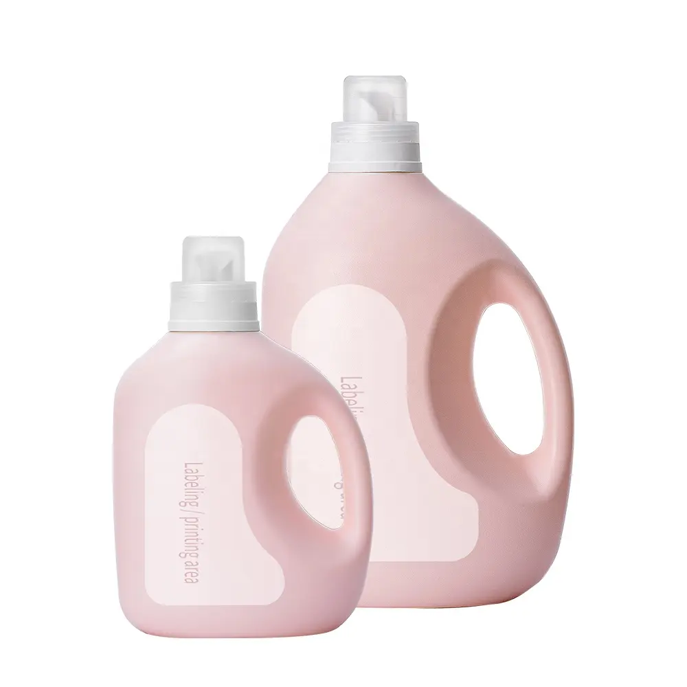 Hdpe Roze Fles Met Etiketten 2,5l Baby Plastic Vloeibare Wasmiddel Wasmiddel Wasverzachter Wasmiddel Verpakkingsflessen