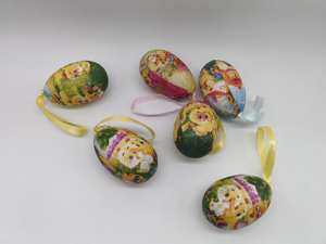 بيضة عيد الفصح معلقة بطول 6 سم مع نقش، 6 قطع في العلبة - Product Image 2