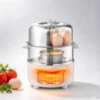 Cuiseur à œufs électrique numérique intelligent en acier inoxydable 304, cuiseur vapeur multifonction pour le petit-déjeuner, la cuisson des œufs et des légumes