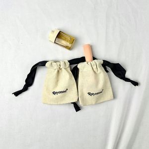 Canvas <b>Drawstring</b> Bag Large Capacity Biodegradable Organic Cotton <b>Pouch</b> with Customizable Logo for Jewelry - Product Image 5