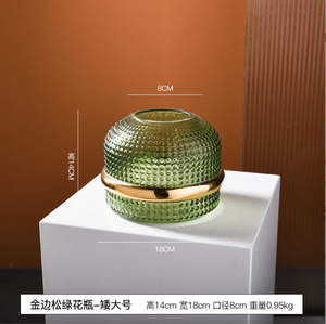 Vaso in Vetro Verde Nordico Stile Phnom Penh Retrò con Motivo Floreale <span class=keywords><strong>Turchese</strong></span> per Arredamento Casa - Product Image 2