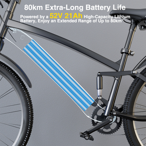 จักรยานไฟฟ้า Road Ebike 1000W 52v21Ah 27.5 *2.4 ระบบกันสะเทือนเต็มรูปแบบ ไฮดรอลิก จักรยานไฟฟ้าในเมืองความเร็วสูง รุ่นปรับแต่งได้ Mountain Bike V1 ยาง 27.5*2.4 MTB 52V 1 - Product Image 5