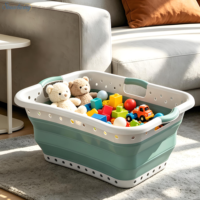 Panier à linge pliable et durable en plastique PP TPR épaissi de 42 L, écologique, avec poignée creuse, pour salle de bain, outils et vêtements