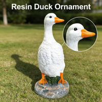 Statue de canard blanc 29 cm en résine écologique, ornement fantaisie pour jardin et bureau, décoration extérieure pour cour, patio, maison MIYUE