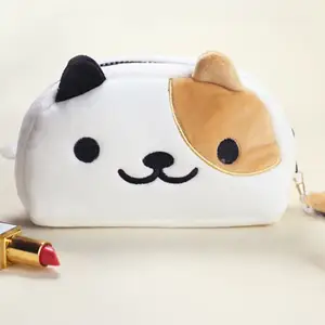 봉제 벨벳 귀여운 새끼 고양이 패턴 메이크업 가방 일본식 포장 아름다운 화장품 가방