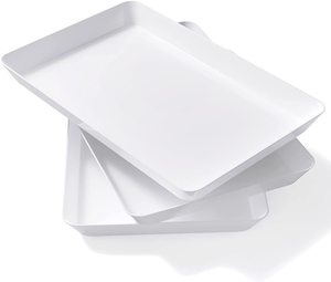 Serving Tray Plastic for Party 15" x 10" Platters for Serving Food White Food Tray for Snacks Food Cookies, Set of 3
