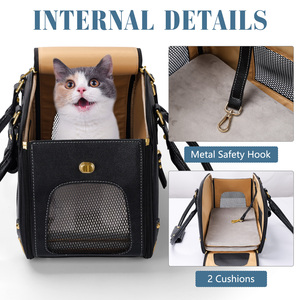 Maßgefertigte Faltbare Wasserdichte Premium PU-Leder Haustier-Tragetasche für Katzen und Kleine Hunde - Product Image 4