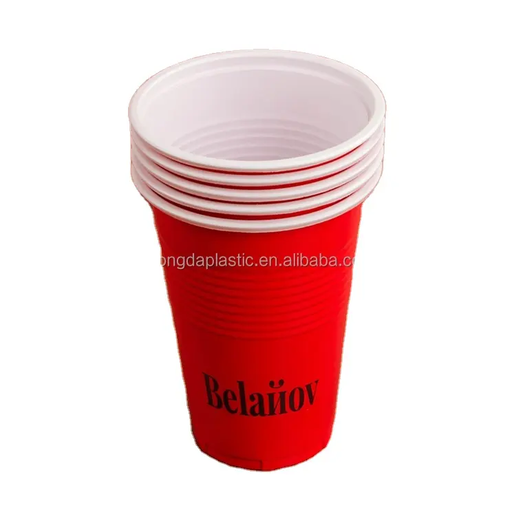 Одноразовые пластиковые Красные праздничные чашки, 16 унций, производитель