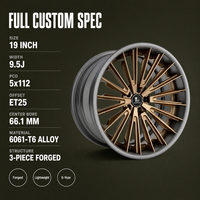 Jantes forgées 3 pièces en bronze 5 branches étoilées, livraison directe usine OEM, vente chaude, 19x9.5 5x112 6061 T6, jantes personnalisées à déport profond pour Toyota