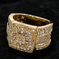 Bague pour homme en or 10K avec diamant de laboratoire 3,25 carats, sertie de pierres carrées, trapézoïdales et baguette, style Iced Out, large bande, bijoux fins Hip Hop pour homme