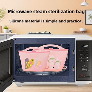 Wayhive Siliconen Reistas voor Babyfles Sterilisatie, Magnetron Stoom voor Borstkolven en Speen, Afgesloten Roze/Geel/Blauw - Product Image 4