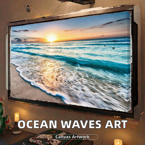 <span class=keywords><strong>Plage</strong></span> <span class=keywords><strong>coucher</strong></span> <span class=keywords><strong>de</strong></span> <span class=keywords><strong>soleil</strong></span> océan vagues Nature peintures tendues en bois encadrées impressions sur toile pour salon chambre bureau mur Art - Product Image 2