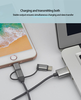 Ligne de données focales 3 en 1 câble USB 100w lumineux nocturne pour Iphone Android Type C câbles de données multifonctions 3 en 1