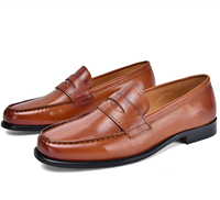 Mocassins pour hommes en cuir véritable de style britannique, confortables, à enfiler, motif uni, chaussures de bureau et de carrière
