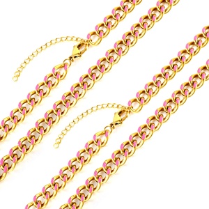 Collar Cubano Personalizado al por Mayor para Niñas y Niños, Chapado en Oro de 18k, Estilo Hip Hop, Cadenas Cubanas Anchas de Acero Inoxidable - Product Image 3