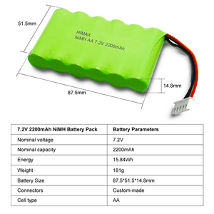 Pack de batteries NiMH personnalisé AA AAA 2/3A 7.2V 1800mAh 2000mAh 2200mAh 3000mAh 3800mAh 6 cellules pour voitures RC, camions, airsoft, robots - Product Image 2