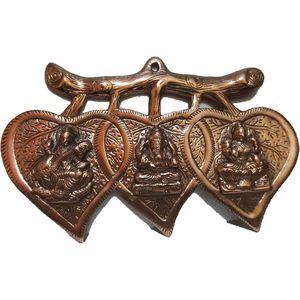 Bohemian Metal Wall Hanging Lord Ganesha Showpiece Idol Statue Sculpture <b>Leaf</b> Design Handcrafted for Style - Product Image 1