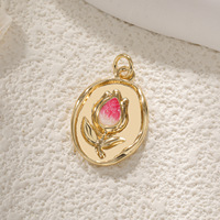 Collier pendentif DIY Fleur de Camélia et Tulipe pour Enfants, en Cuivre Plaqué Or avec Zircon, Breloques Tendance