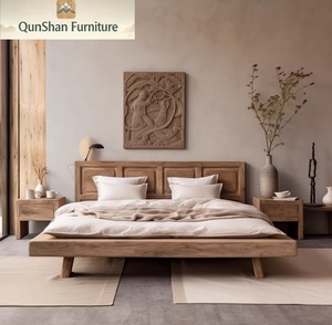Qunshan Shu Solid <strong>Wood</strong> Live Edge Platform <strong>Bed</strong> | <strong>Rustic</strong> Low Profile <strong>Bed</strong> <strong>Frame</strong> with Minimalist Headboard for Bedroom - Product Image 6