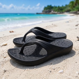 <span class=keywords><strong>Chanclas</strong></span> de Verano para Hombre, Duraderas, Negras, Antideslizantes, con Textura de Hoja, Logotipo Personalizado, EVA - Product Image 3