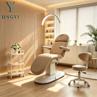 Lit de Beauté Ajustable de Luxe pour Salon, Table de Massage Faciale et Spa, Lit de Beauté Électrique Incurvé pour Cils, Beige, pour Esthéticienne - Vente Flash