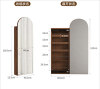 Miroir Mural Vintage Nordique en Bois Massif Demi-Hauteur avec Rangement Caché Transportable pour Chambre à Coucher Vente en Gros CYJ043