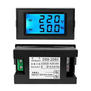 D69-2080 AC80-300V çift LCD ekran dijital voltmetre frekans ölçer