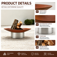 Brasero d'extérieur portable moderne en acier Corten, rond, à bois, pour le camping et les fêtes
