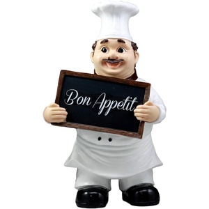 <span class=keywords><strong>Bon</strong></span> Appetit francés gordo Chef sosteniendo señal estatua cocina bienvenida decoración estatuilla de la resina - Product Image 1